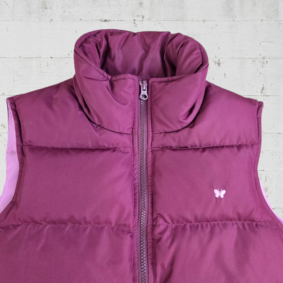 Y2K Aeropostale Purple Down Filled Mock Neck Full Zip Puffer Vest Size Medium - Picture 2 of 8